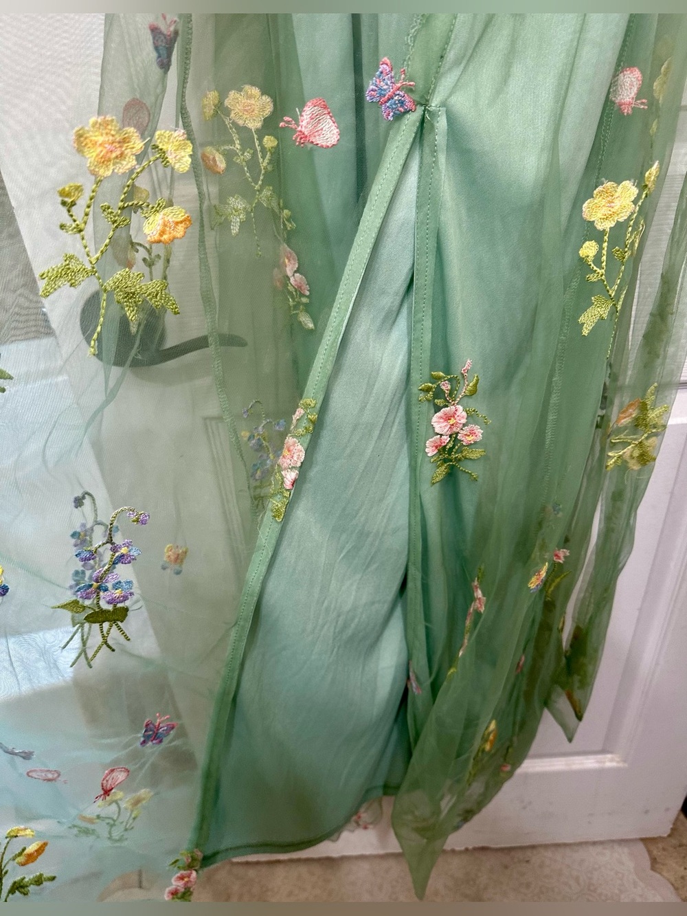 Baltic Born Sage Green Floral Embroidered Tulle Gown XL - Picture 7 of 13